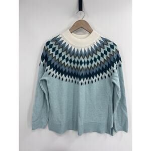 Talbots Mint Green Fairisle Cotton Blend Sweater LP Nordic